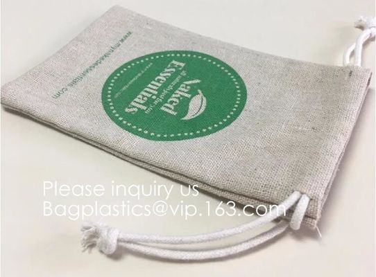 Candy Gift Pouch Bags with String Birthday Wedding Party Gift Jewlery Pouches Party Favor Jute Gift Bags Brown with Whit