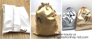 Shinny Golden Satin Drawstring Bag With Rose Gold Printing,Satin Pouch With Ruffle,Small Colorful Thick Satin Drawstring