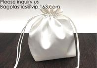 Satin Gift Bag With Logo Printing,Personalized White Satin Pouch Bag, Satin Drawstring pouch bag,Plain Square Bottom Sat
