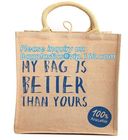 eco friendly small standard size foldable natural jute shopping bag handle hessian tote bag,printed natural jute shoppin