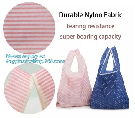 Nylon Supermarket Folding Reusable Shopping Bags Grocery Tote Foldable Ripstop Polyester Shopping Bag BAGPLASTICS PACKAG