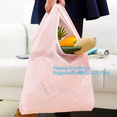 Nylon Supermarket Folding Reusable Shopping Bags Grocery Tote Foldable Ripstop Polyester Shopping Bag BAGPLASTICS PACKAG