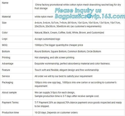 china factory promotional white cotton nylon mesh drawstring raschel bag for dry fruit storage, nylon mesh bags, bagease