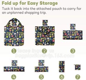 ECO Friendly nylon grocery shopping bag, tote bag shape with chic pattern,fold up for easy storage,widened handles, boat