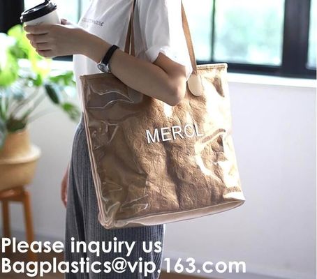 Washable Paper Bag Waterproof Shopping Tote Bags Tyvek Bags,Embroidered / Silk Screen Printed /  Transfer Print / Sublim