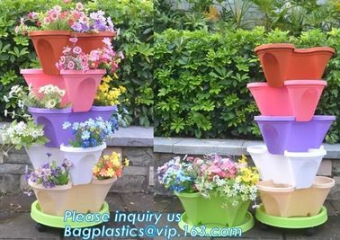 strawberry vertical stackable planter plastic garden pots flower pot,PP material Mini plastic succulent pot for home gar