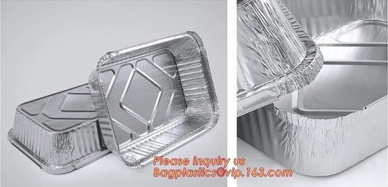 Custom Printing Logo Disposable Rectangular Aluminum Foil Food Takeaway Container with paper lid,Disposable Durable Alum