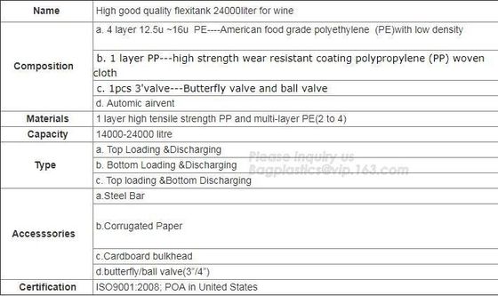 china palm oil storage flexi tank/flexitank/flexibag container 20ft,24000L bulk vinger transportation flexitank in 20ft