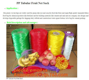 pp tubular fruit net sack, Customize all colors and sizes potato onion mesh raschel bag,Raschel knitting PE mesh vegetab