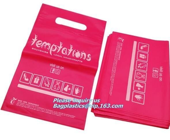 100% Compostable Carrier Plastic Biodegradable T-Shirt Bags With Logo, die cut handle cloth carrier shopping, shopper