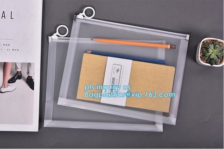 PVC slider ziplock bag for stationery, file,school kids, stationery packaging zipper bag with slider, PVC plastic Hanger