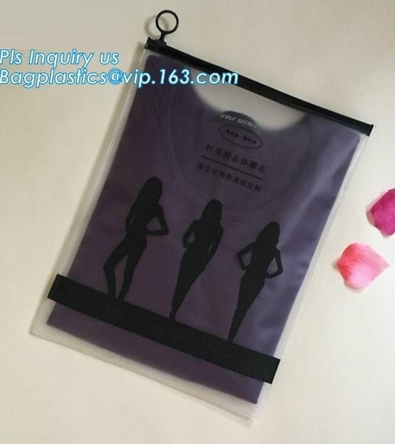 Zipper slider clear custom undergarment packaging bag,top slider zipper bag zipper silver foil garment packaging bag