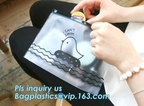 Pouch Bags With Zip,Plastic Zip Resealable Pouch, side gusset bag with top handle and slider zipper, EVA Cosmetic Bag wi