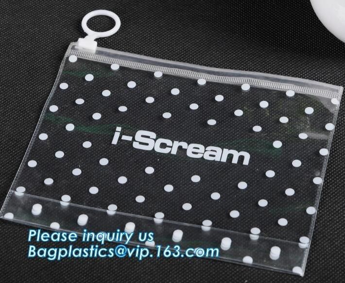 Zipper Pouch Plastic Cosmetic Bag Pouch Vinyl Slider Zipper Bag, travel plain toiletry cosmetic bag, Zipper MakeUp Pouch