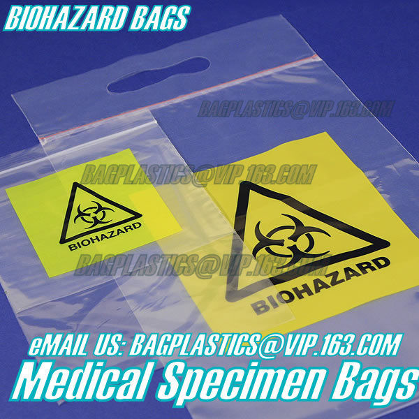 Biodegradable Material LDPE Biohazard Specimen Bag with Zipper, opaque Specimen biohazard zipper bags, lab specimen zipp
