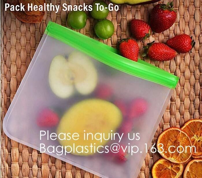 Eco friendly Zipper Leakproof Freezer Bag Washable Reusable PEVA Sandwich Snacks Storage Bags For Fruits Vegetables Lunc
