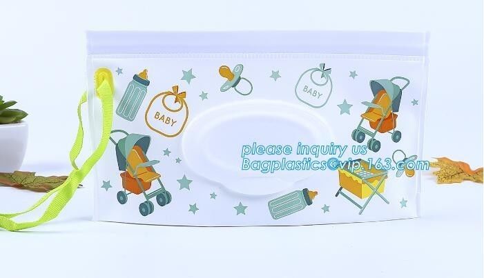 Wet wipe pouch baby wipe case holder dispenser refillable wet wipe, cartoon pattern travel wipes dispenser holder reusab