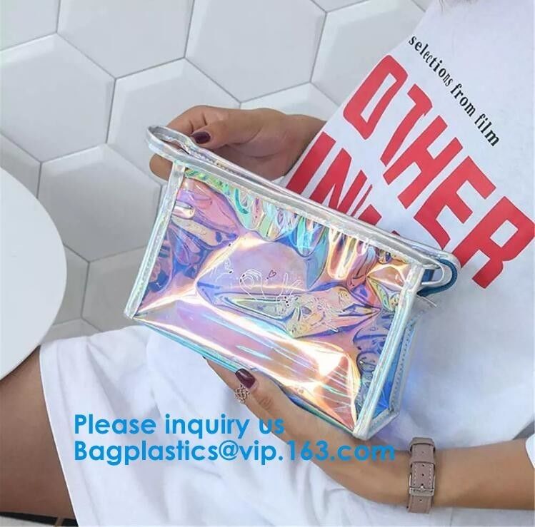 Hologram Zipper Pvc Cosmetic Bag, Hologram Zipper Pu Cosmetic Bag,co-Friendly, Water Proof, Stitching/heat sealing/print