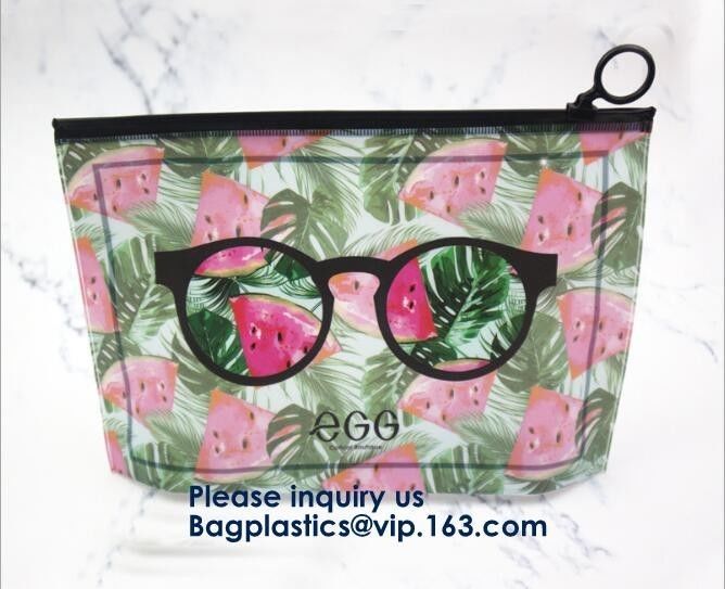 Cartoon Printing Clear Pvc Slider Zip lockk Garment Cosmetic Shopping Bag,Eco Friendly Customized Slider Zip lockk Pvc Bag