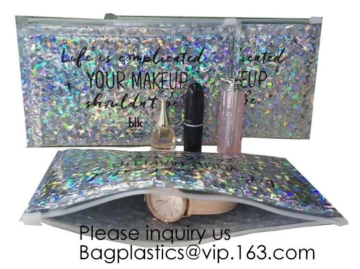 Printing Zipper Plastic Foil Zip lockk Packaging Hologram Laser Holographic Aluminum Foil Folding Pouch Bags For Jewelry
