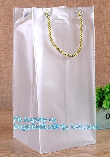 PVC Wine cooler bag chiller Gift bags Thick ice bag, Durable plastic pvc water resistant chiller cooler wine bottle ice