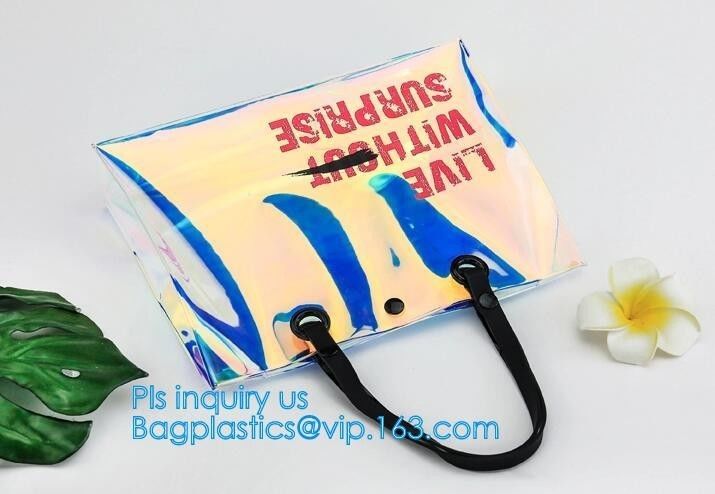 tote pvc stadium ladies bags handbag, bucket bags pvc transparent bags women handbags, laser shopping beach bag hologram
