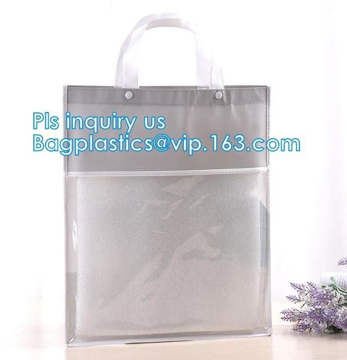 fashion custom pvc shopping bag with your logo, eco-friendly transparent shopping bag by machine for cosmetic gift cheap