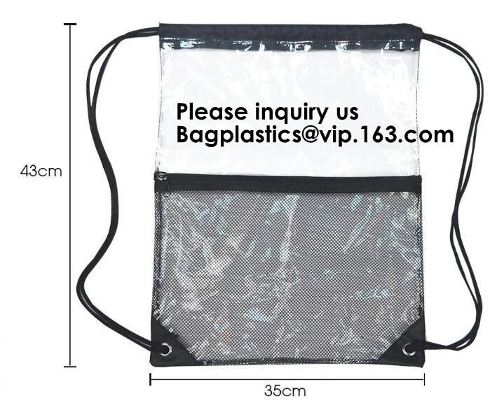 OEM Design Promotion PVC Drawstring GYM Bag,Clear PVC Drawstring Bag With Gold String Promotional Reflective Plastic PVC