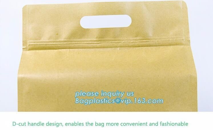 Stand up Zip lockk kraft paper bags with clear window,resealable zipper stand up clear window brown kraft paper bag BAGEAS
