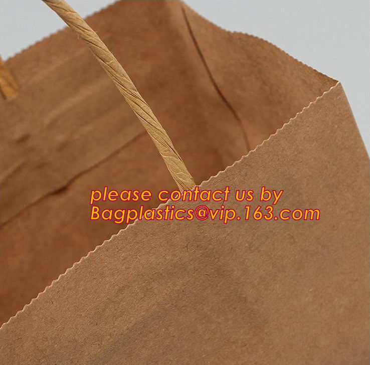 Promotional paper bag in fancy paper and foil logo, Fashion gift paper bag with ribbon handle, Special handle design pap