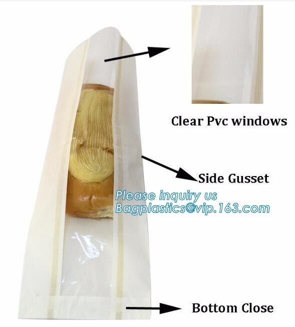 Food Grade Bread Paper Bag with Clear Window,Wholesale sharp bottom kraft paper greaseproof bread food pulp bag,bagplast