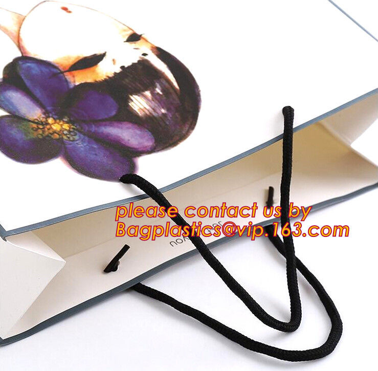 Recycle eco friendly Brown flat bottom shopping kraft paper bag With Paper Handle, Recyclable luxury style printed gift