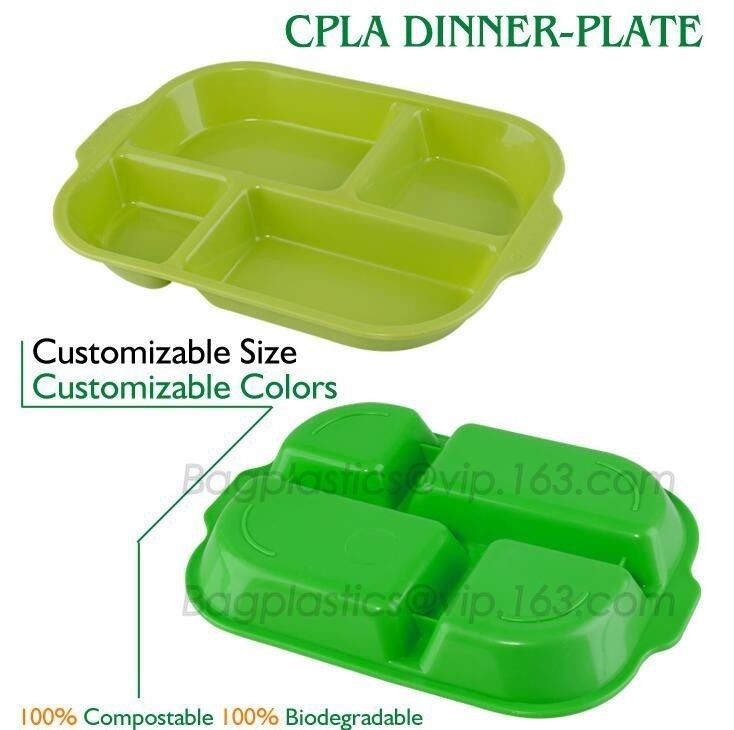 biodegradable plastic melamine fast food 5 compartment divided lunch, hospital food plate, custom disposable food storag