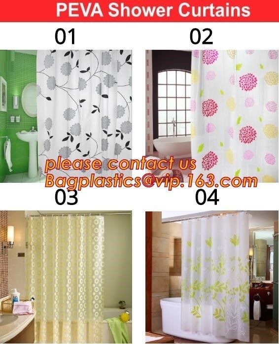 Home goods pure white shower curtains with plastic hook, Custom Printed Shower Curtain, bathroom curtain bagplastics bag