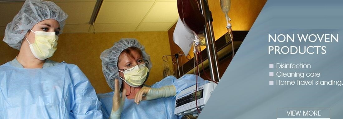 NON WOVEN PRODUCTS:  Cleaning wipe Medical crepe paper Examination paper roll Diaper ABD pad Pillow cover Disposable und