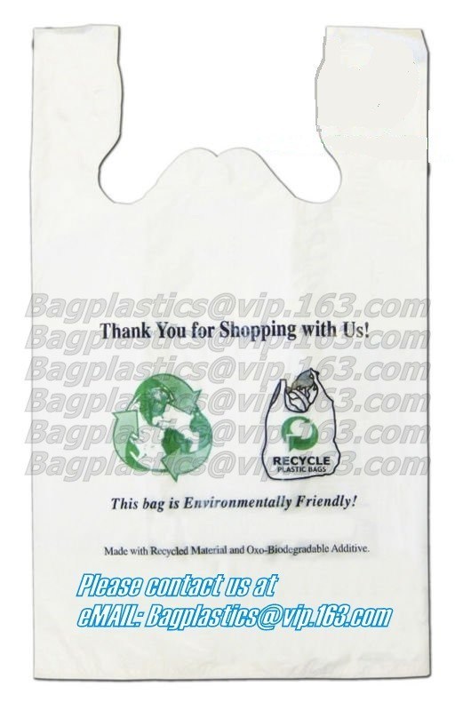 Go Green Bamboo Biodegradable Eco-friendly Reusable Plastic T-Shirt Bags Handles Shopping,Compostable Grocery Shopping