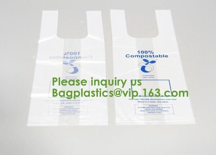 100% Biodegradable Compostable Plastic T-Shirt Vest Bag For Shopping,Home,Decoration,Wedding,Supermarket,Restaurant,Bake