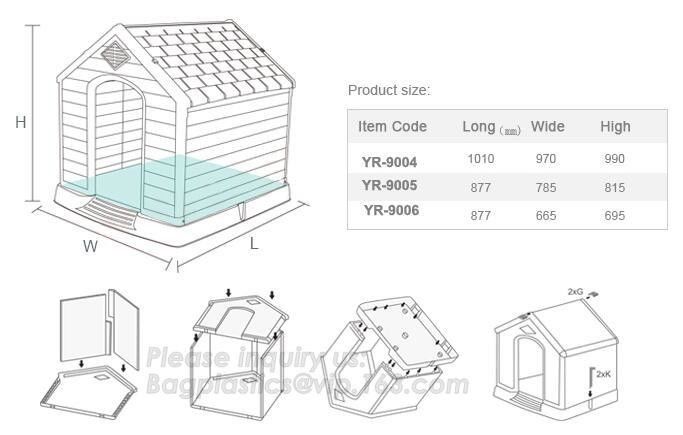 Outdoor Large Plastic Dog House Cubby House Pet Products, plastic foldable pet dog kennel dog house, bagease, pac, pak