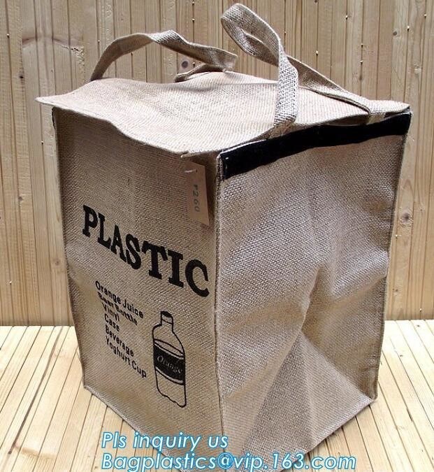 Lightweight collapsible jute fabric storage bin basket,Jute multifunctional moisture-proof debris storage basket desktop