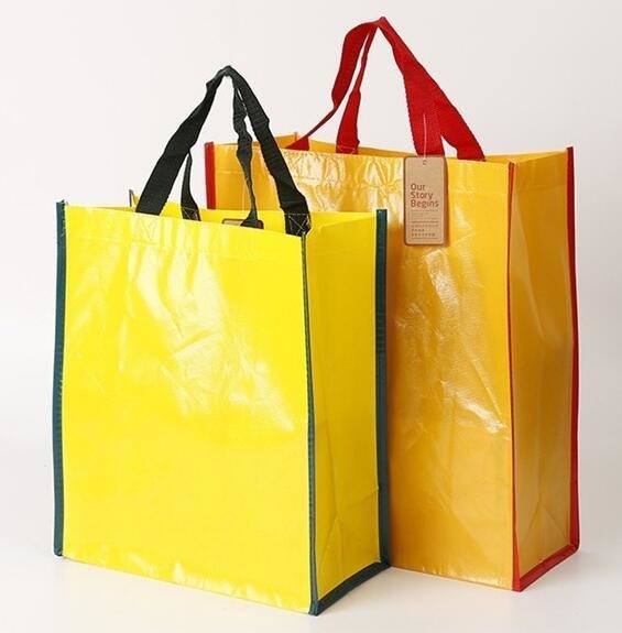 Wholesale high promotion laminated recyclable advertising logo pp printing grocery custom tote shopping non woven bag