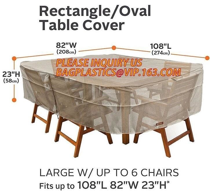 RECTANGLE, PVAL TABLE COVER, LARGE W/UP TO 6 CHAIRS FITS UP TO 108"L 85"W 23"H, SEWING WATERPROOF PE TABLE CHAIR COVER B